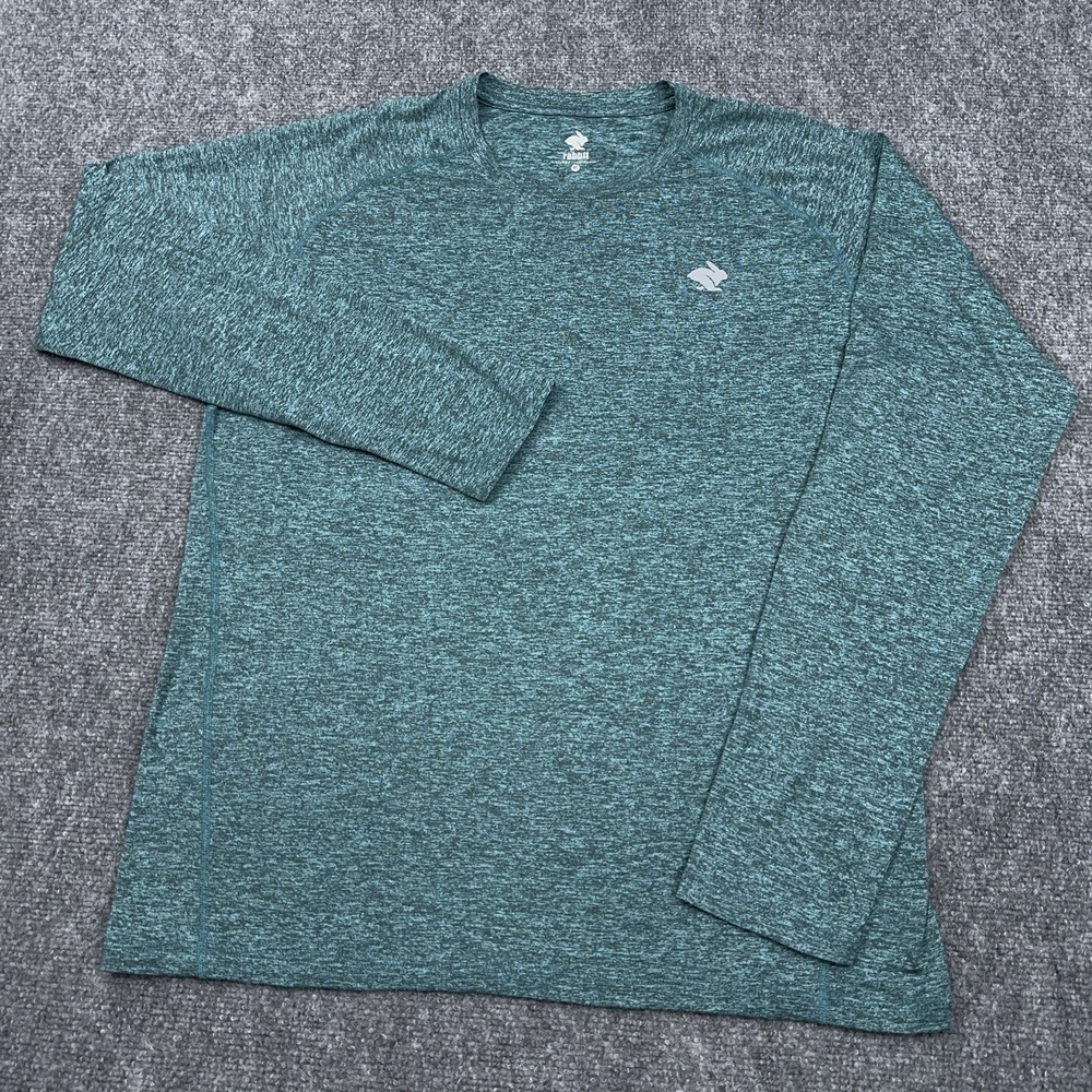 Rabbit Running Long Sleeve Shirt Men's XL Green Performance Wicking EZ Tee